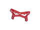 A red anodized aluminium front shock tower for an RC car, featuring multiple mounting holes and the GPM Racing logo.