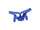 A blue anodized aluminium rear shock tower for an RC vehicle, featuring the GPM Racing logo.