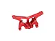 A red anodized aluminium rear shock tower for an RC car, featuring the GPM Racing logo, isolated on a white background.