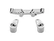 A silver GPM Racing aluminium steering bell crank and drag link assembly for RC cars, featuring a central link and two side arms with pre-installed bearings.
