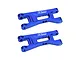 Two blue anodized aluminium front lower suspension arms for RC cars by GPM Racing, shown against a white background.