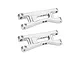 Two silver GPM Racing aluminium front lower suspension arms for RC vehicles, shown from an angled perspective against a white background.