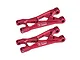 Two red anodized aluminium rear lower suspension arms for RC cars, featuring the GPM Racing logo.
