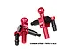 Two red and black GPM Racing steering hubs for RC cars, featuring L and R markings, isolated on a white background.