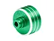 A green anodized aluminium differential case for RC cars by GPM Racing, featuring silver machined accents and the GPM logo.