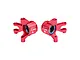 A pair of red anodized aluminium front steering hubs for RC cars by GPM Racing, featuring pre-installed bearings and marked with L and R.