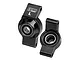 Two black GPM Racing aluminium rear hubs for RC cars, featuring pre-installed bearings and L/R markings.