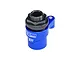 A blue GPM Racing aluminium 23T servo horn with an integrated servo saver mechanism, featuring a black threaded top component.