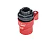 A red GPM Racing aluminium 23T servo horn with an integrated black servo saver mechanism, shown against a white background.