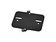 A black GPM Racing aluminium electronics mounting plate for RC vehicles, featuring mounting slots and holes, shown against a white background.
