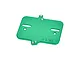 A green anodized aluminium electronics mounting plate by GPM Racing, featuring mounting slots and holes, isolated on a white background.