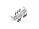 A silver GPM Racing aluminium servo mount for 1/5 scale RC cars, shown with several black mounting screws on a white background.