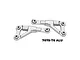 Two silver GPM Racing aluminium front upper suspension arms for RC cars, featuring a triangular design and engraved branding.