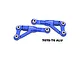 Two blue GPM Racing aluminium front upper suspension arms for RC vehicles, featuring 7075-T6 alloy construction.