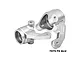 Two silver GPM Racing aluminium steering hubs for RC cars, marked with L and R, on a white background.