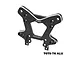A black GPM Racing aluminium front shock tower for RC cars, featuring silver chamfered edges and multiple mounting holes.
