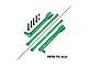 GPM Racing green anodised aluminium rear sway bar and brace set with mounting hardware on a white background.