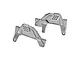 Two grey aluminium front shock towers for an RC car, marked with R and L, featuring the GPM Racing logo.