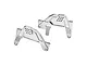 Two silver aluminium RC front shock towers by GPM Racing, marked with L and R for left and right sides.