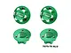 Four green GPM Racing 17mm aluminium wheel lock nuts, showing both the front face with branding and the threaded rear side.