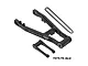 A black GPM Racing aluminium swing arm, pull rod, and drive chain for an RC motorcycle on a white background.