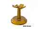 A gold-coloured GPM Racing aluminium motorcycle stand for RC models, featuring a knurled central pillar and a wide circular base.