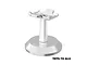A silver GPM Racing aluminium bike stand for RC motorcycles, featuring a knurled central pillar and a wide circular base.
