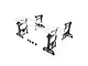 Yeah Racing 1/10 scale aluminium universal setup system in black, featuring four upright stands and a clear acrylic top plate on a white background.