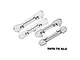 Four silver GPM Racing aluminium suspension mounts for RC cars, labeled RF, RR, FF, and FR, arranged on a white background.
