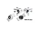 Four silver GPM Racing aluminium RC car steering and rear hubs with installed bearings, isolated on a white background.