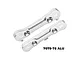 Two silver GPM Racing aluminium rear lower suspension mounts for RC cars, labeled RF and RR, on a white background.