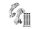 A pair of silver GPM Racing aluminium C-hub carriers with mounting hardware including four black screws and nuts, isolated on a white background.