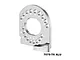 A silver GPM Racing aluminium motor mount with adjustment holes labeled A through I, set against a white background.
