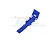 A blue anodized aluminium front skid plate for an RC car, shown from an angled top-down perspective against a white background with a GPM Racing logo watermark.