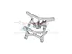 Two silver aluminium RC shock towers from GPM Racing, featuring multiple mounting holes and a branded logo, isolated on a white background.