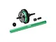 GPM Racing green and black metal RC centre differential set with a long green driveshaft and small pinion gear on a white background.