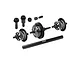 GPM Racing black carbon steel and aluminium differential set including gears, housings, and a drive shaft on a white background.