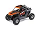 Losi RZR Rey Pro R RC Buggy in Fox Racing livery, featuring orange and black bodywork, roll cage, and off-road tires on a white background.
