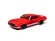 A red 1/10 scale Losi 1969 Chevy Camaro V100 RC car viewed from a high angle against a white background.