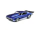 A blue Losi 22S 1969 Camaro No Prep RC drag car, 1/10 scale, shown from a high-angle front three-quarter view against a white background.