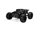 Studio shot of the ARRMA Notorious 6S V5 1/8 scale RC stunt truck in matte black with aggressive off-road tires.