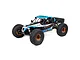 Losi Lasernut 2.2 4S RC Desert Buggy in blue and white livery with orange beadlock wheels, shown from a three-quarter front angle.