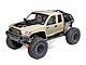 Axial SCX6 Trail Honcho 1/6 scale RC rock crawler in sand color on a white background.