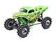 Losi LMT King Sling 1/8 scale RC monster truck in bright green with flame and skull graphics, featuring large mud-terrain tires and chrome wheels.