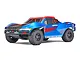 ARRMA Fury 223S BLX RC short course truck in blue and red livery on a white background.
