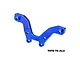 A blue anodized aluminium front shock tower brace by GPM Racing, featuring machined details and the GPM logo, set against a white background.