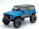 A metallic cyan Hobby Plus CR-18P V3 Rushmore RC rock crawler with a black roof and off-road tires on a white background.