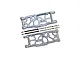 Two silver aluminium rear lower suspension arms for an RC car, accompanied by mounting hardware including screws and nuts.