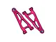A pair of red anodized aluminium front lower suspension arms for an RC car, featuring the GPM Racing logo and 7075 engraving.