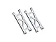 A pair of silver GPM Racing aluminium rear lower suspension arms for RC vehicles, shown against a plain white background.